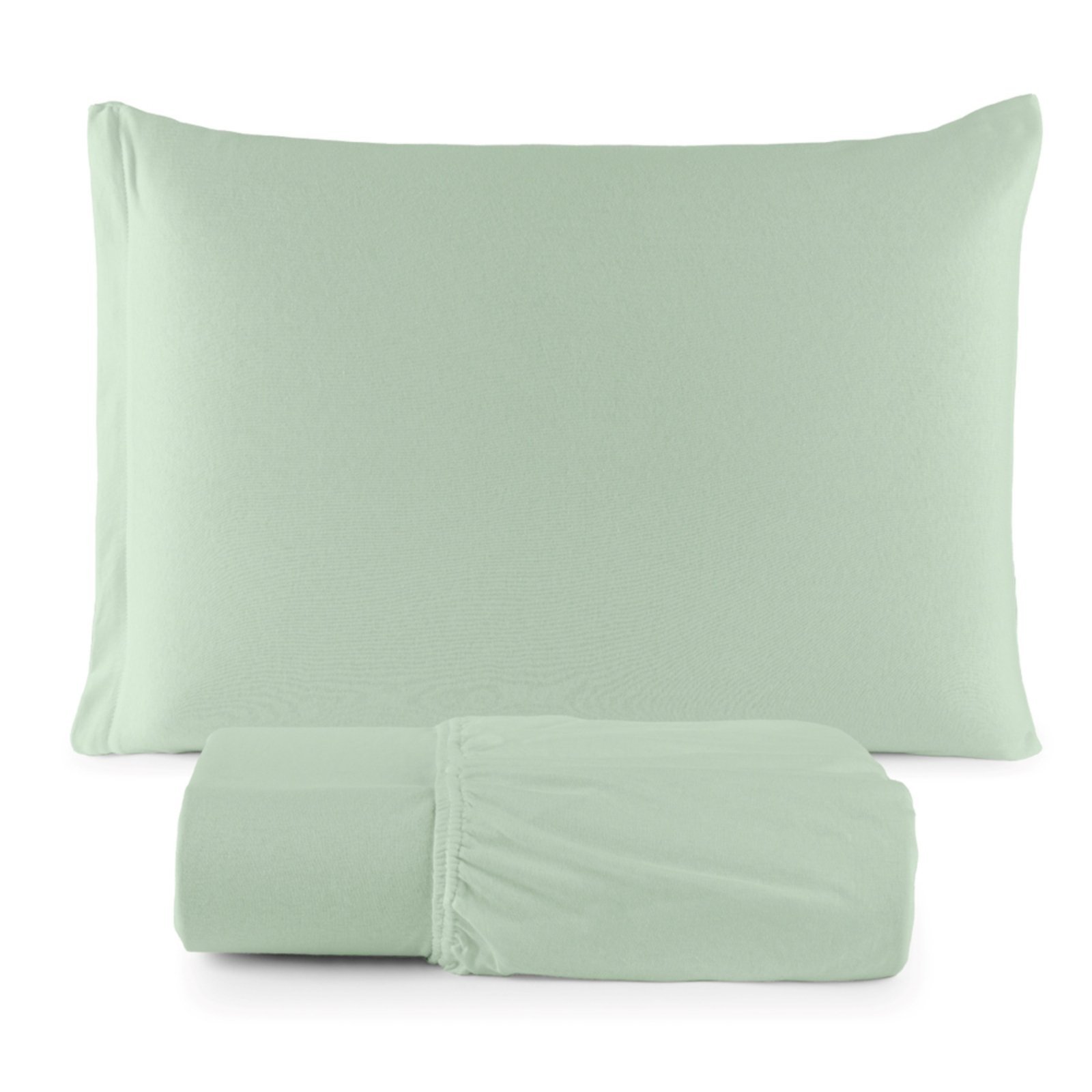 Jogo Cama Lençol Casa Scarpa Sonnet Solteiro Malha Lisa Algodão Macio 2 Peças - Verde Claro