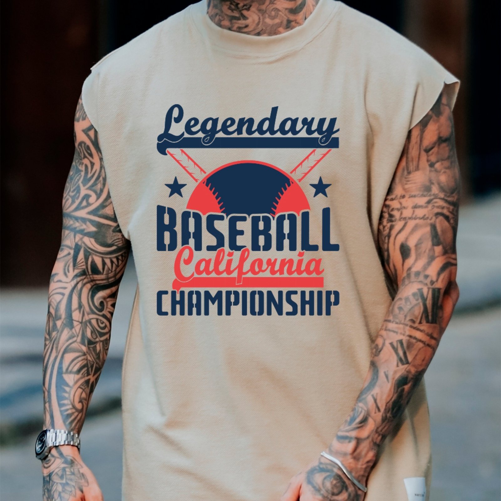 Camiseta Regata Machão Ousy Legendary Baseball California Oversized Masculina Off White