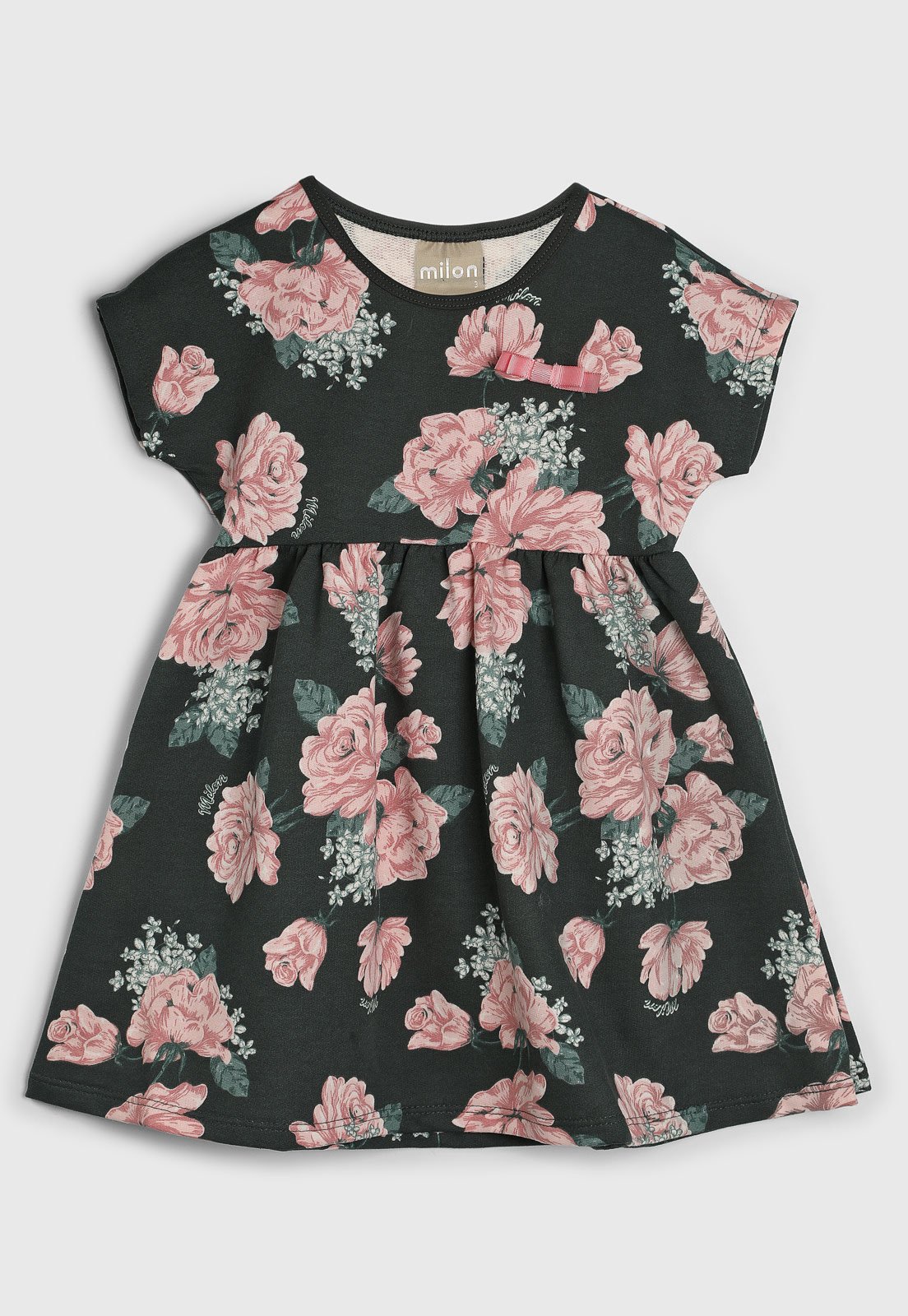 Vestido Milon Floral Manga Curta Verde