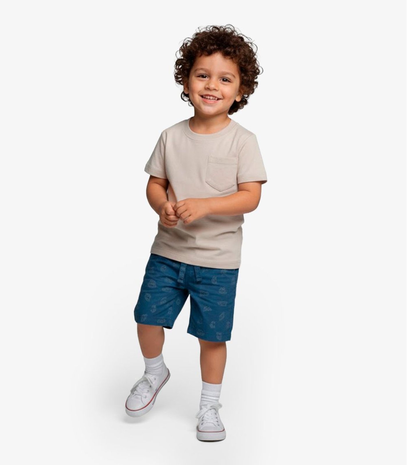 Infantil - Conjunto Camiseta Com Bermuda Select Bege