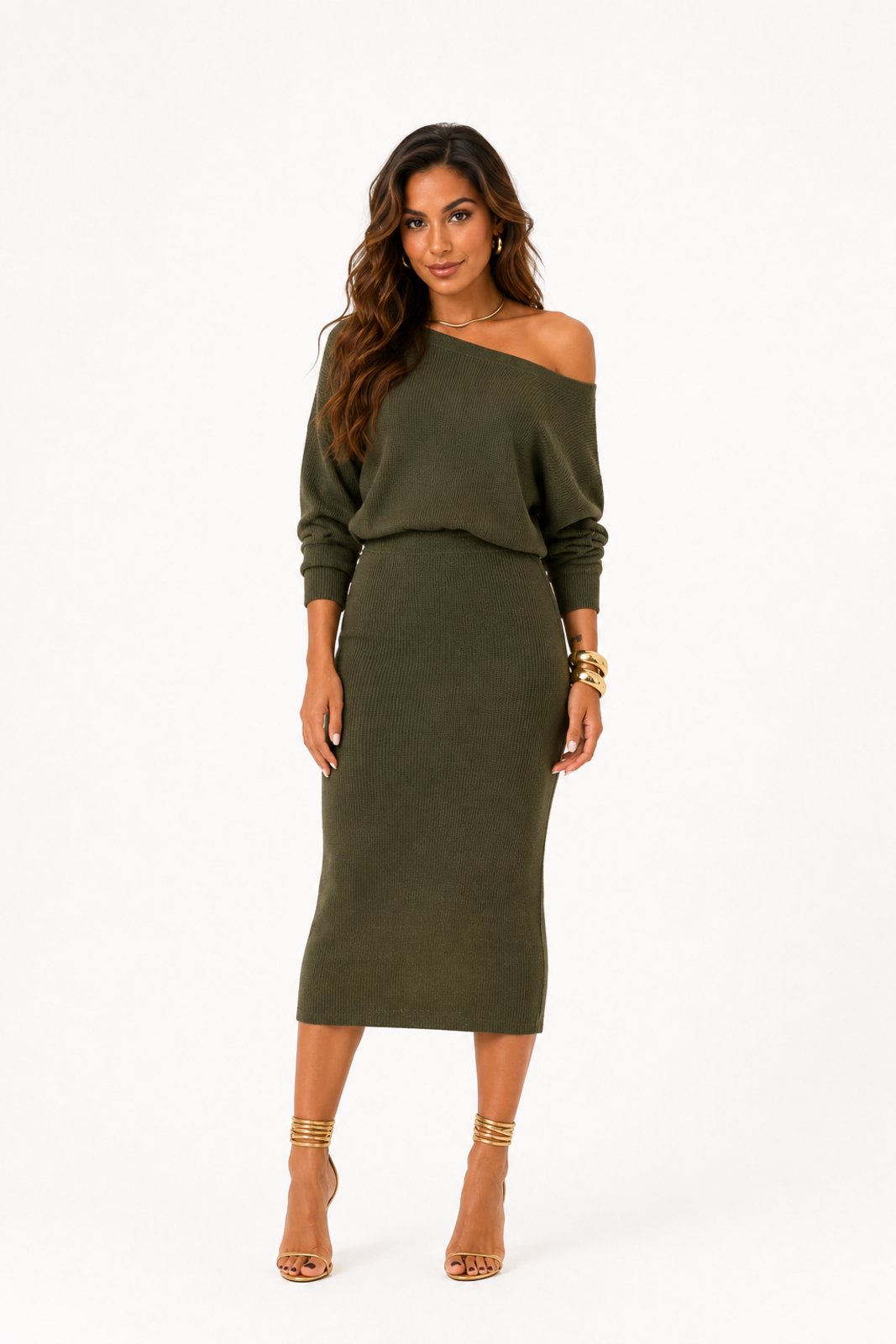 Conjunto Midi Feminino D Bell Outlet Fashion Verde Musgo