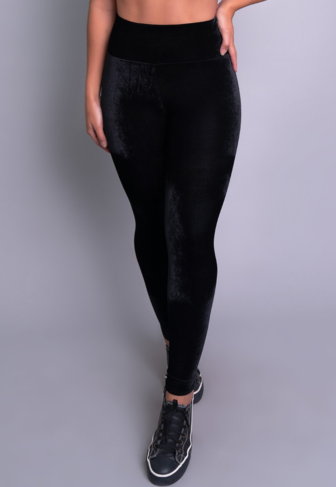 Calça Legging MVB Modas Veludo Molhado Preta