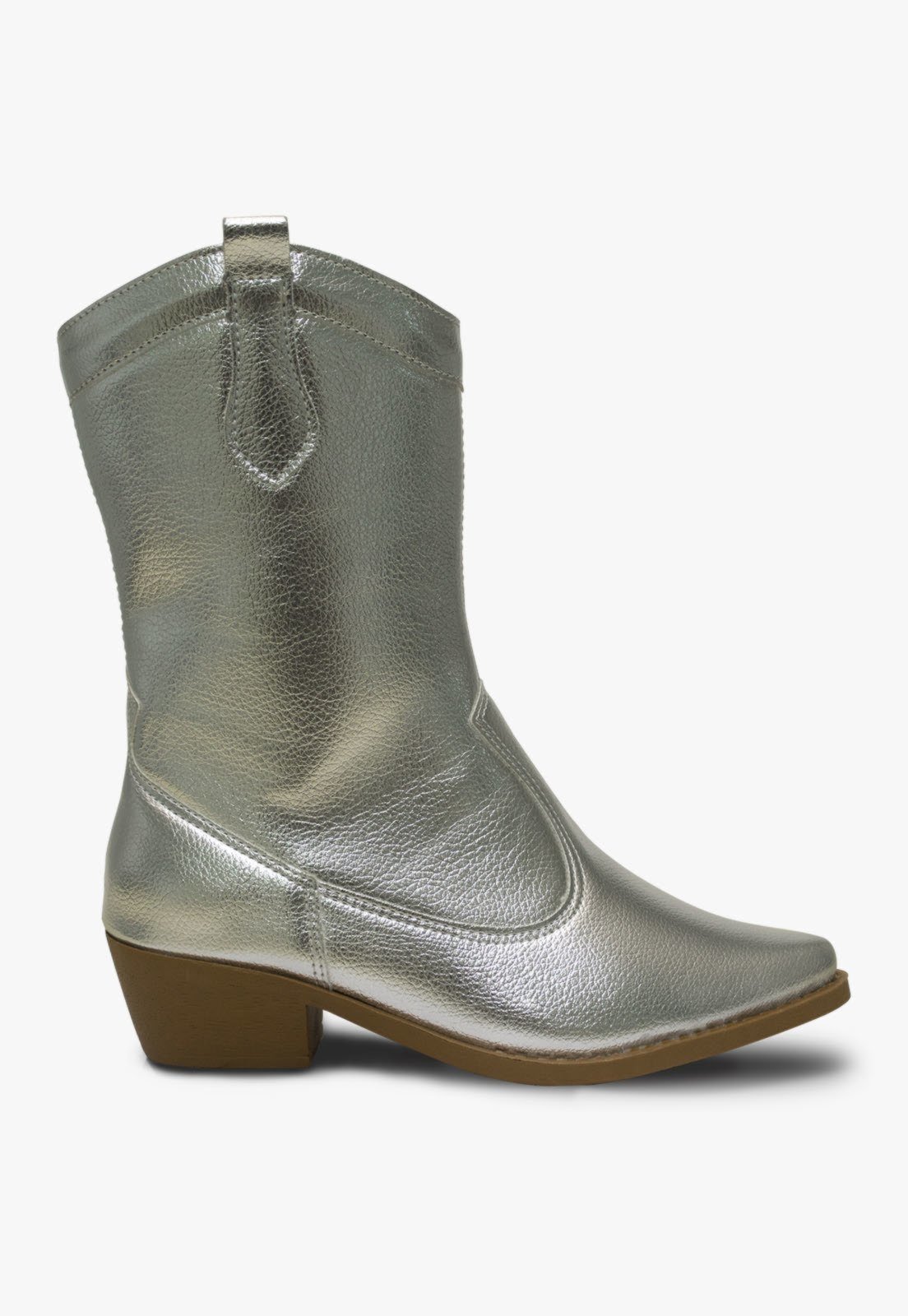 Vista 3 Infantil - Bota Texana Feminina Pópidi Menina Bico Fino Saltinho prata Pópidí prata