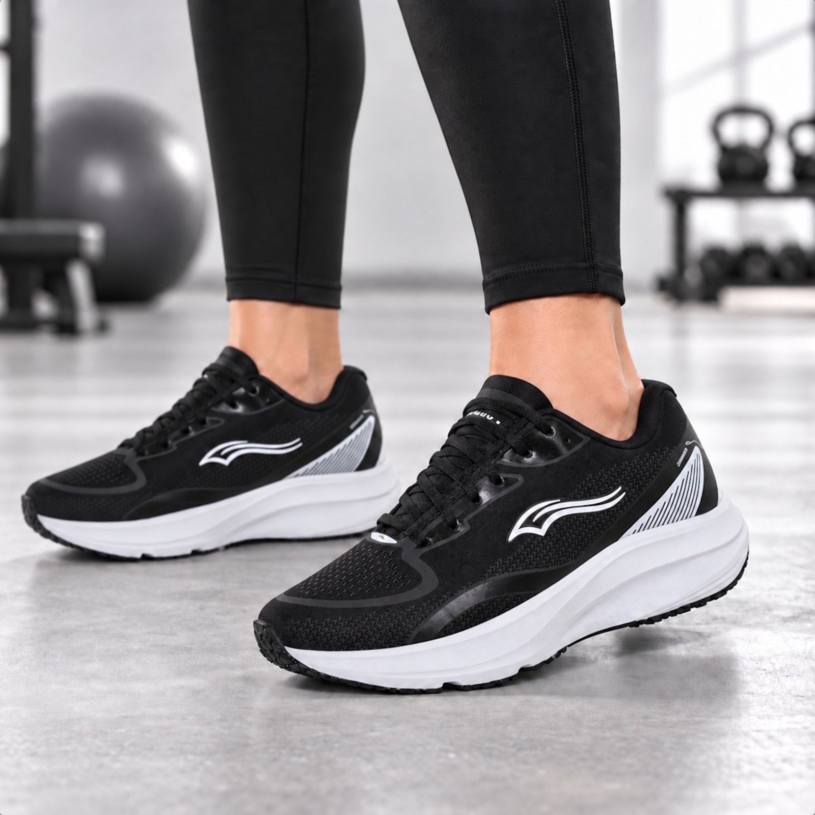 Tênis Feminino Caminhada Academia Esportivo Confortável Preto
