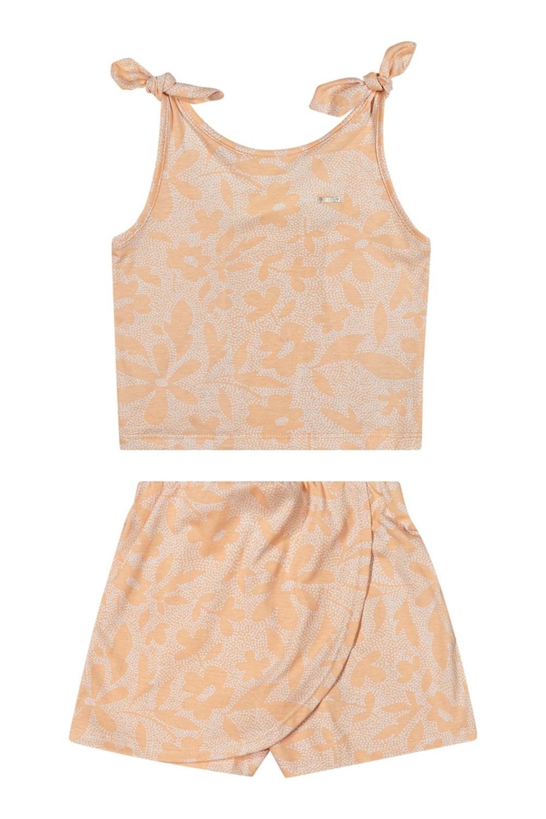 Infantil - Conjunto Menina Pontilhismo Floral Elian Bege