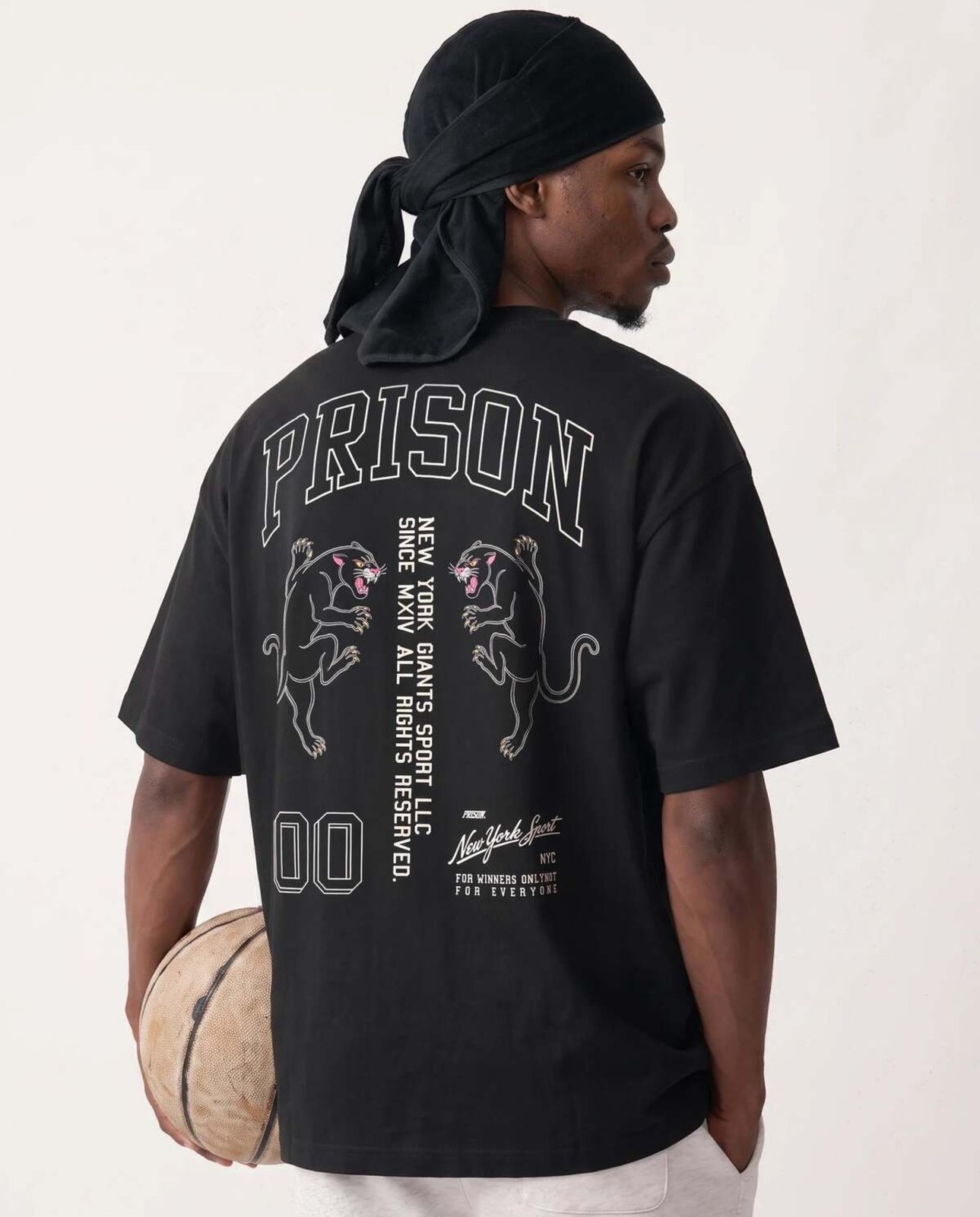 Camiseta Oversized NY Varsity Prison Preta