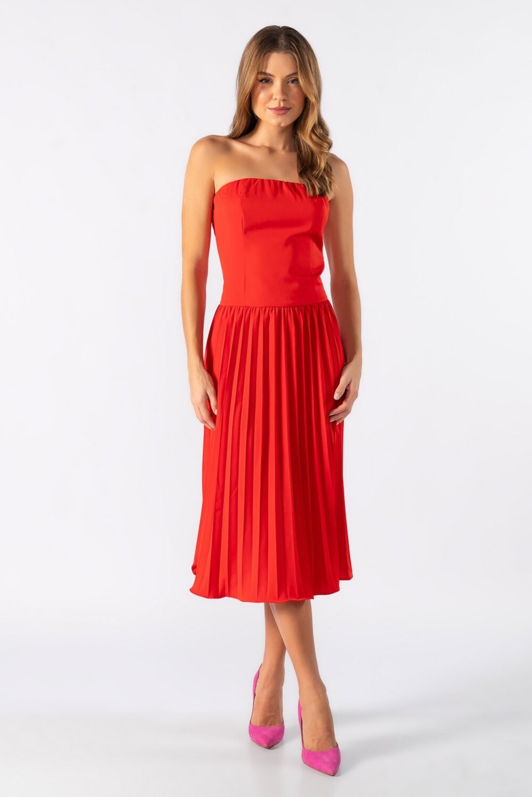 Vestido midi toma que caia Vermelho
