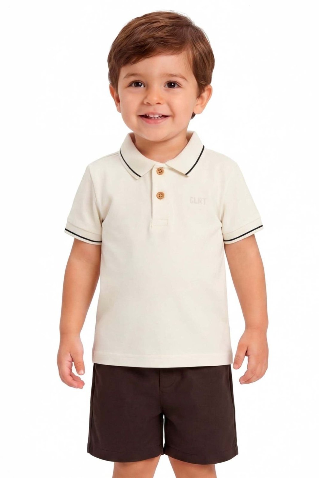 Infantil - Conjunto Polo Menino Bordado Colorittá Bege