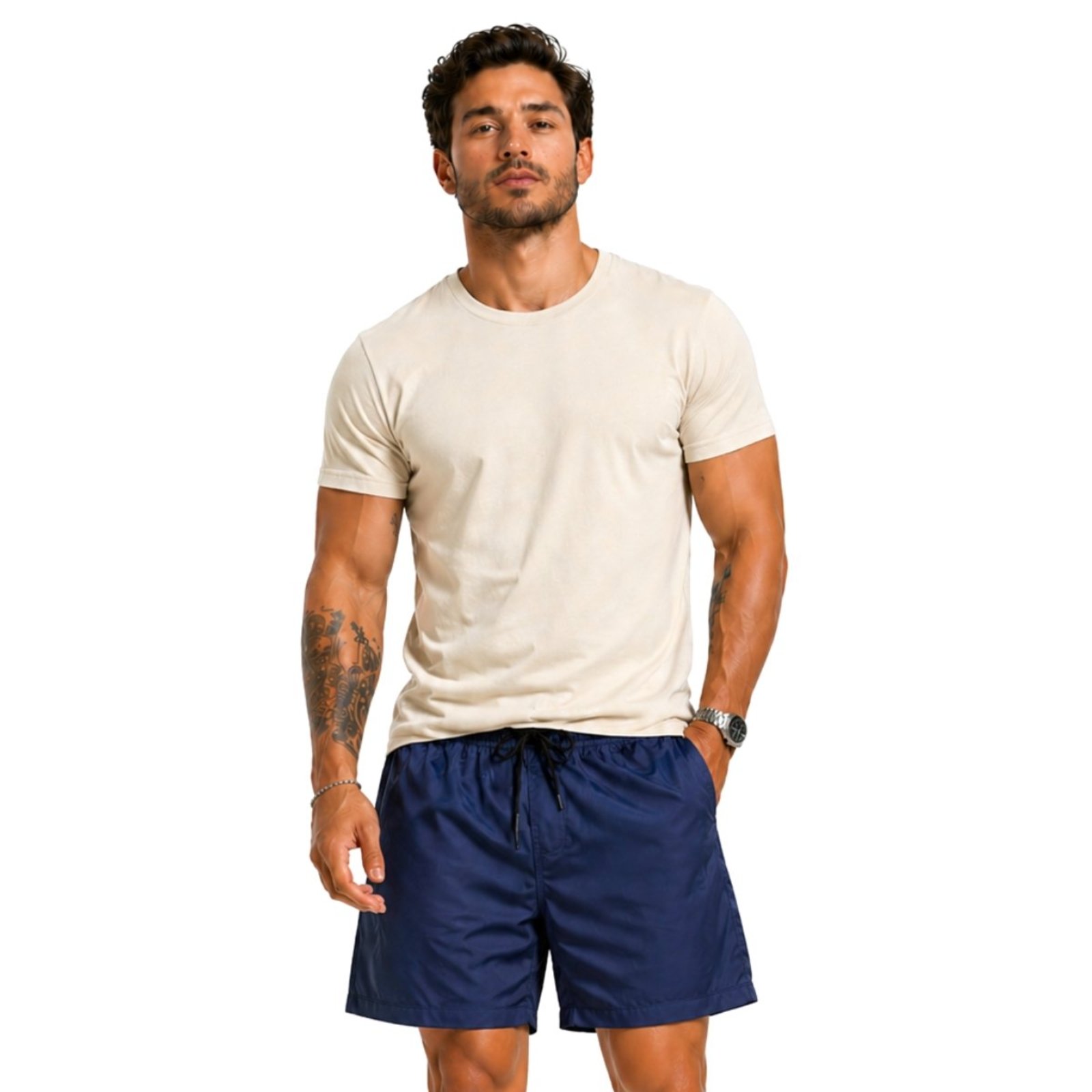 Conjunto Short Masculino BermudaTactel Elastano + Camiseta Basica Moda Sofisticada