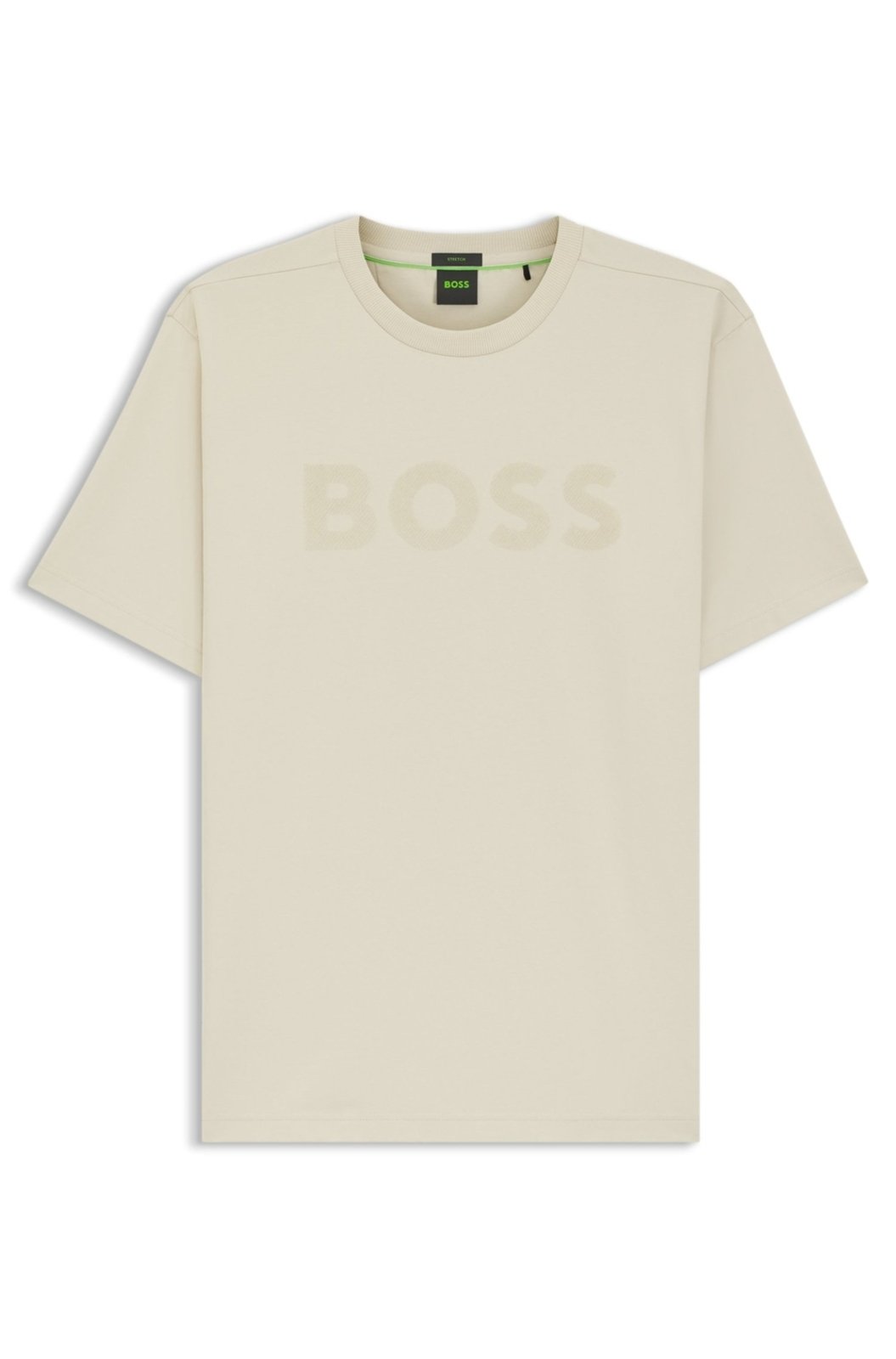 Camiseta De Ajuste Descontraído Em Algodão Elástico Com Logo