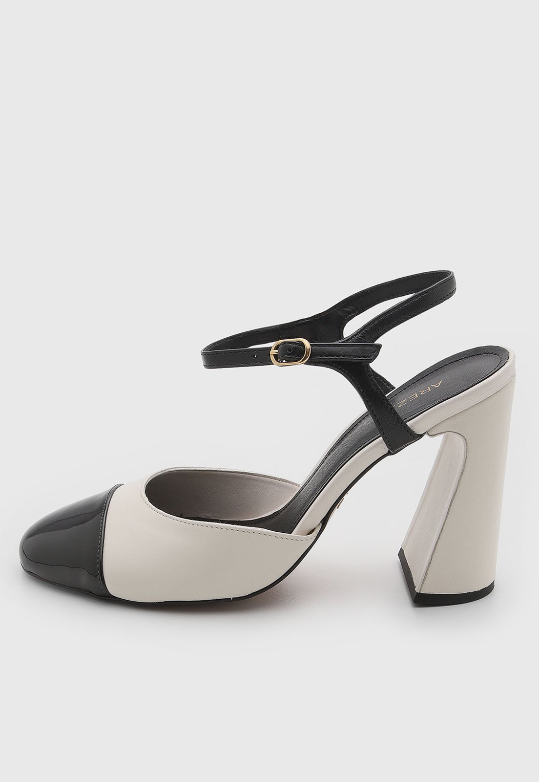 Scarpin Feminino Arezzo Salto Bloco Bicolor Branco