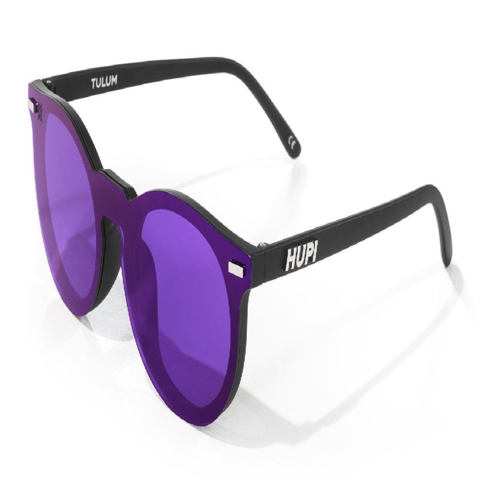 Óculos de Sol HUPI Tulum Preto – Lente Roxo Espelhado Preto