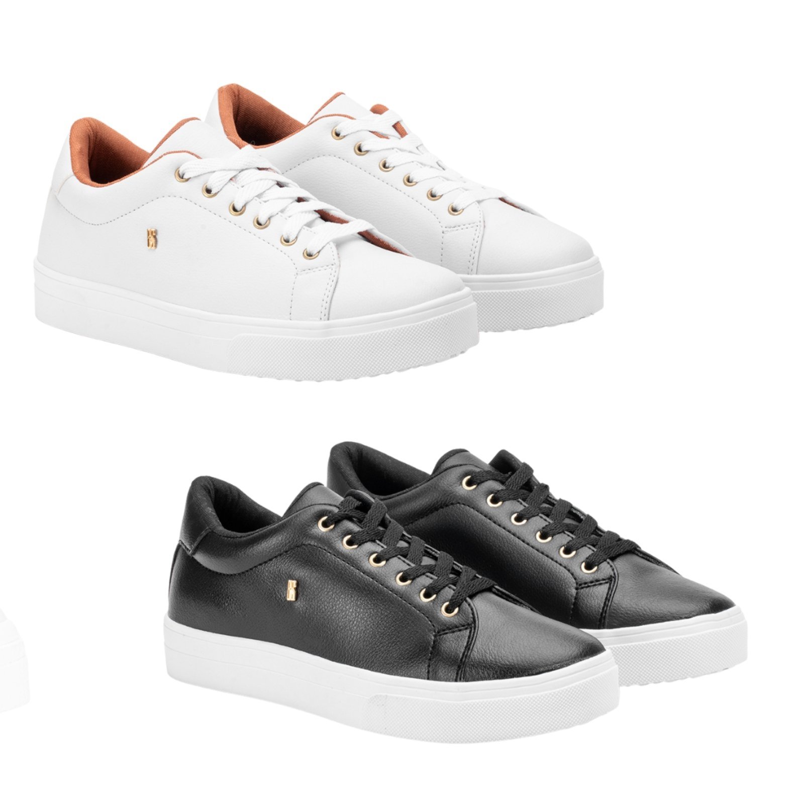 Kit 2 Pares Tenis Feminino Casual Preto Branco Estilo Shoes