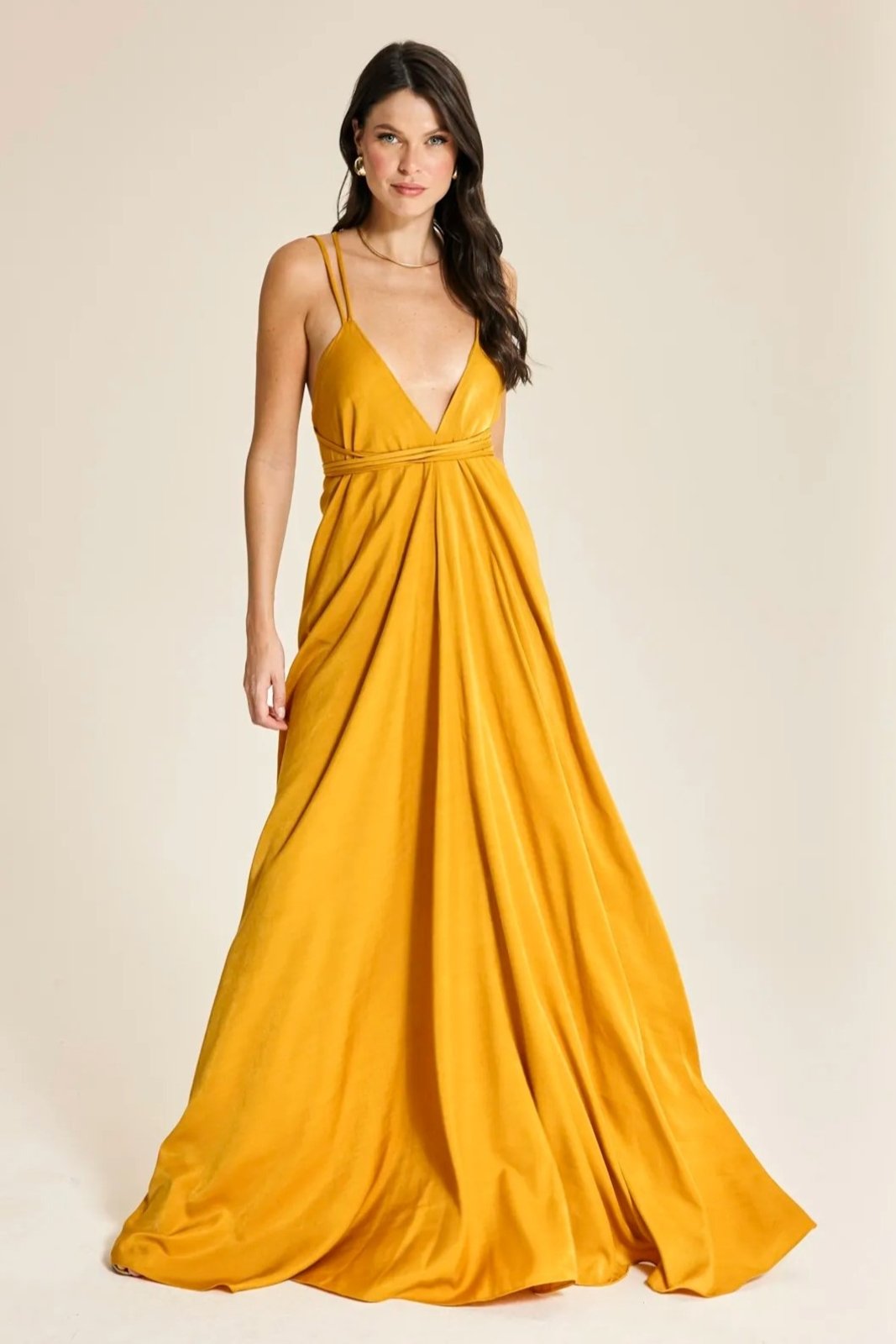 Vista 3 Vestido Havai Festa Com Decote Nas Costas- Gold dourado gold dourado gold