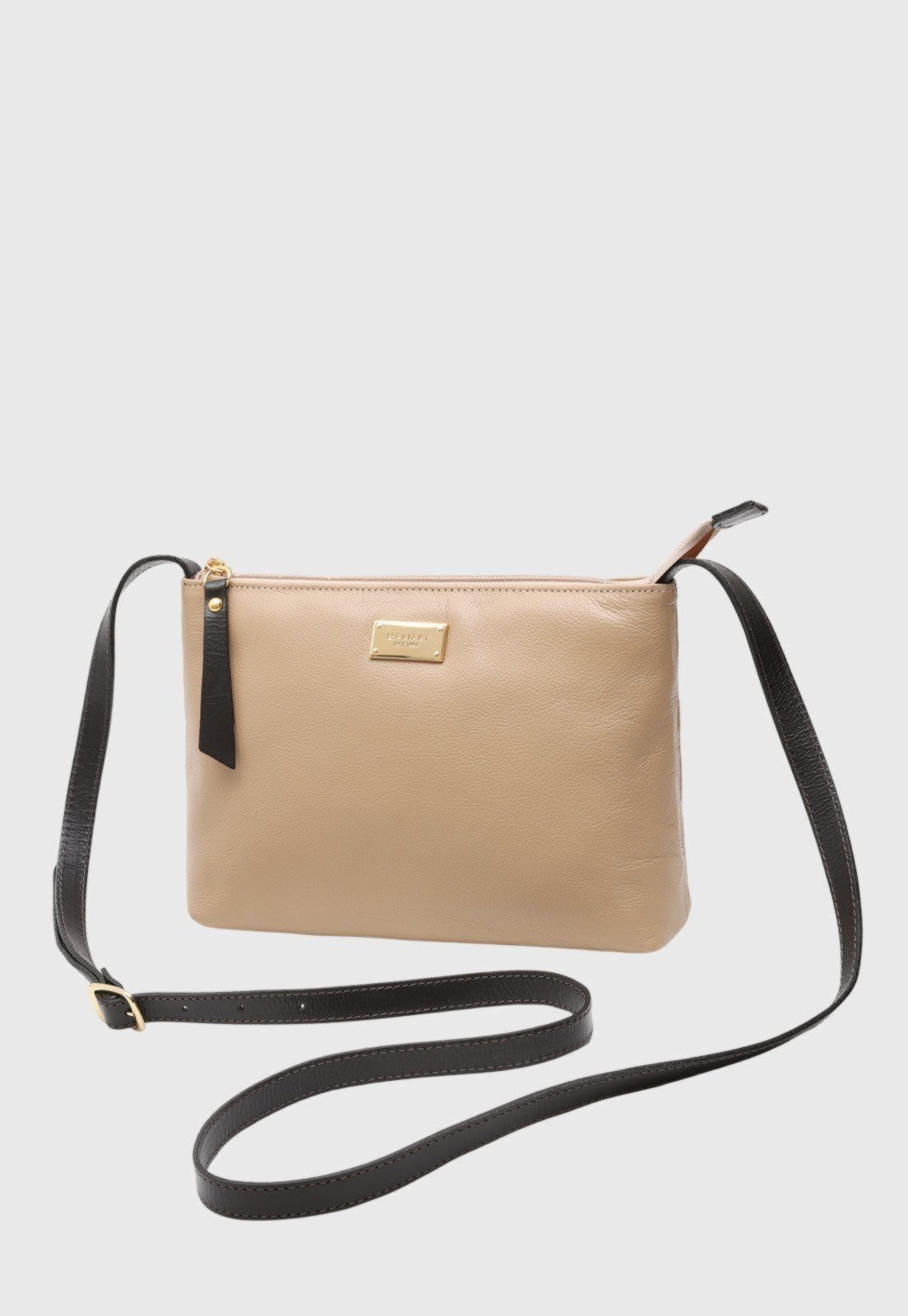 Vista 3 Bolsa Transversal Couro Mariart 2200 Areia e Caf�� bege/café Mariart bege/café
