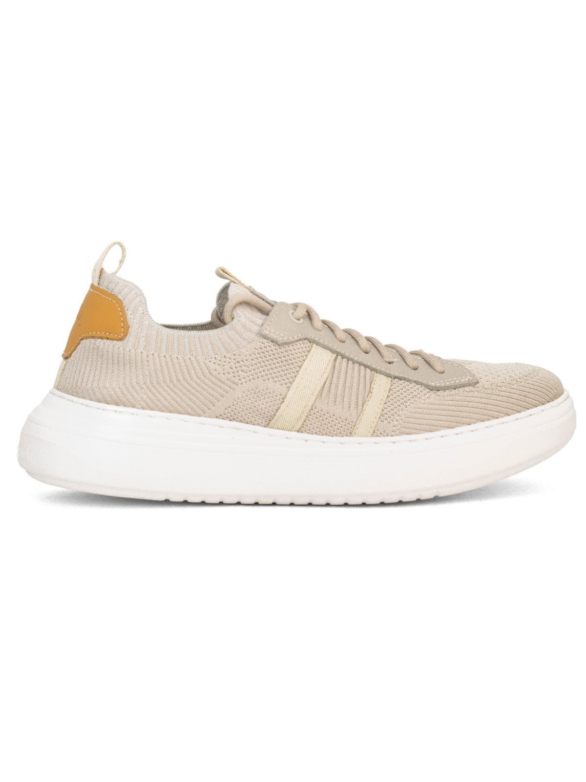 Tênis Masculino Democrata Casual Joe Ultra Light Knit Elástico Confortável Off White