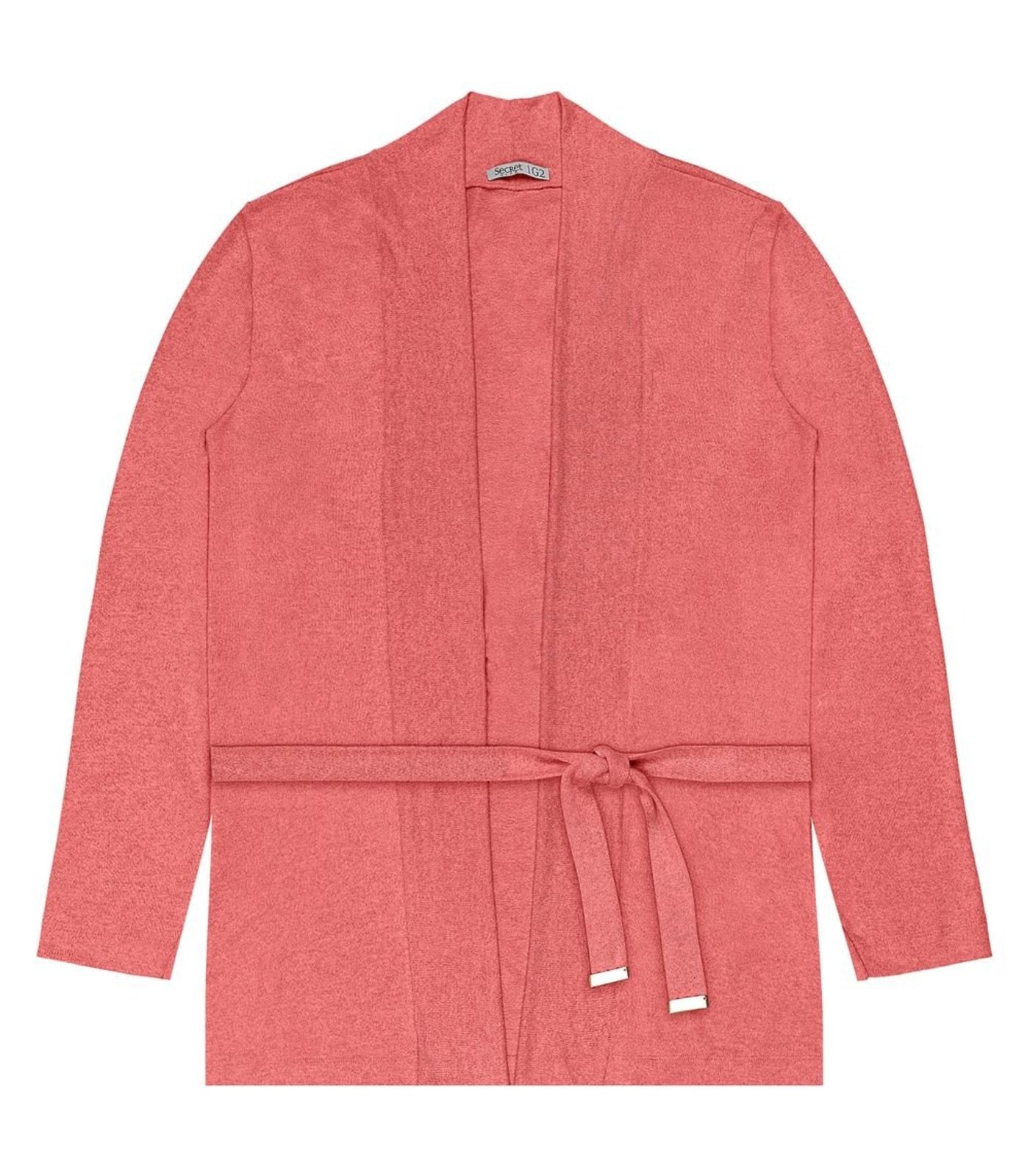 Cardigan Feminino Plus Size Em Tricot Secret Glam Laranja