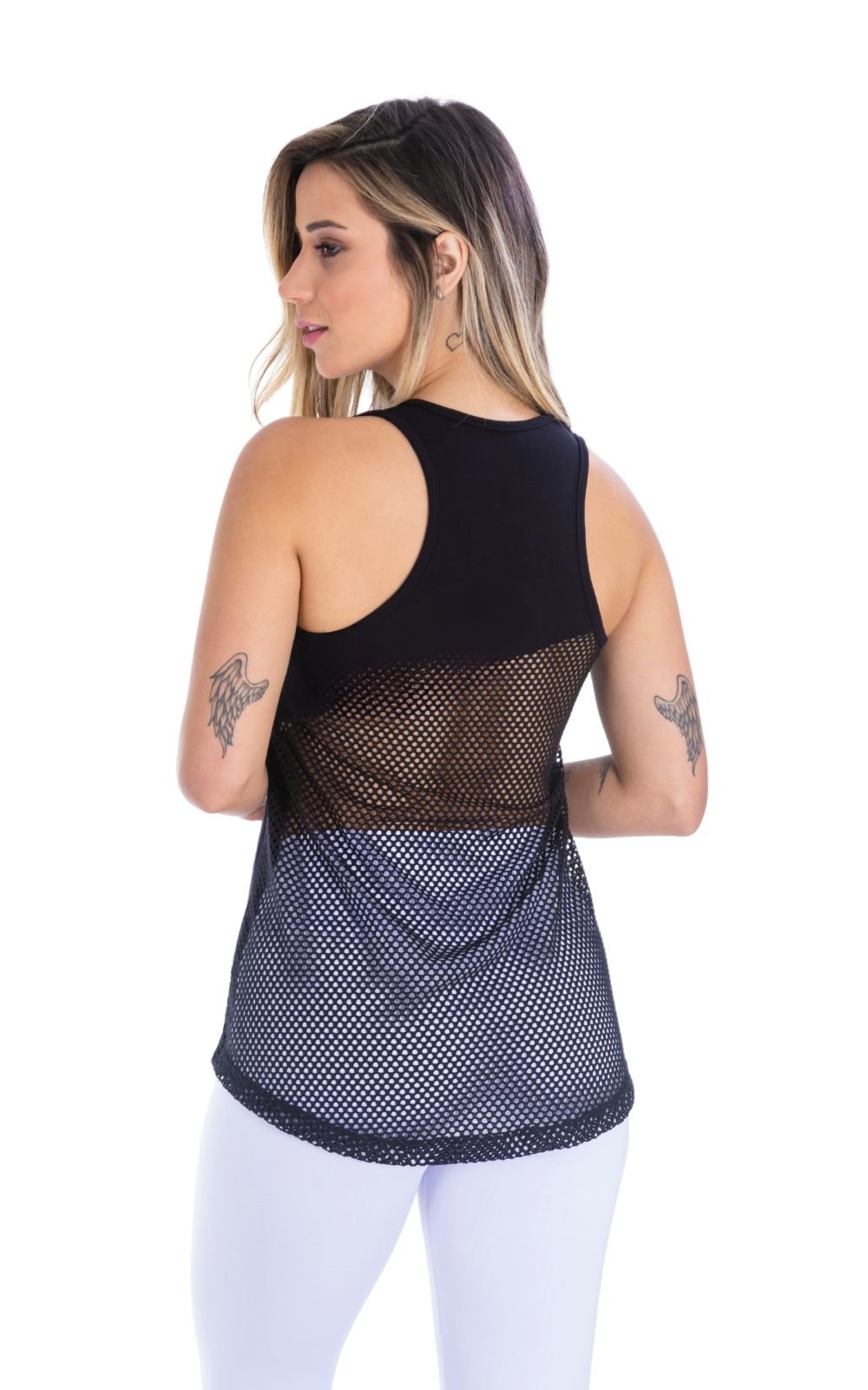 Camiseta Fitness Preta Academia Nicolly Tela