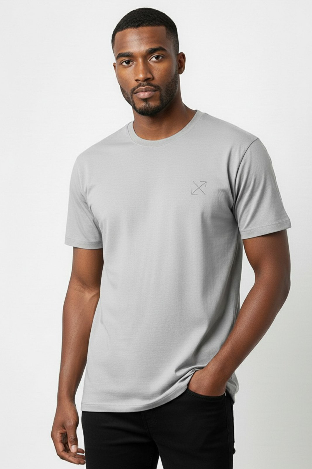 Vista 2 Camiseta Enluaze Lisa Masculina Reta Manga Curta Com Elastano 59016 - Cinza Claro Kloze preto Kloze preto