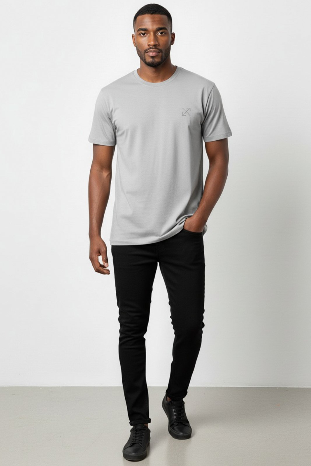 Vista 3 Camiseta Enluaze Lisa Masculina Reta Manga Curta Com Elastano 59016 - Cinza Claro Kloze preto Kloze preto
