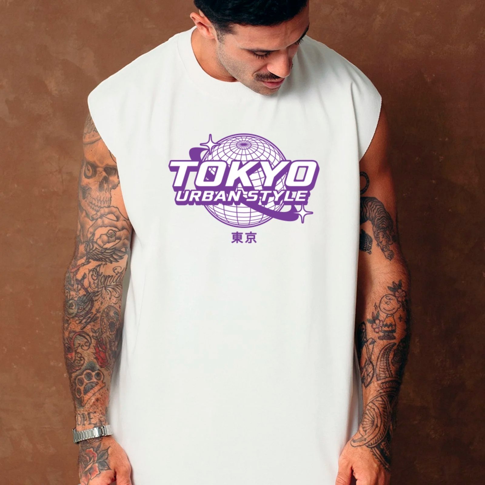 Camiseta Regata Machão Ousy Tokyo Urban Style Oversized Masculina Branco
