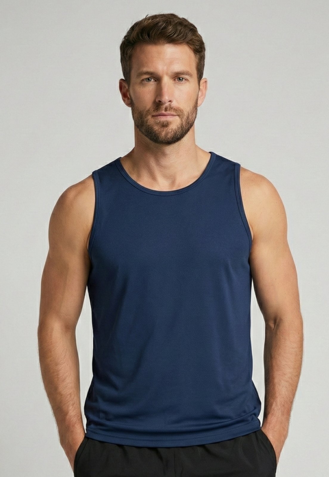 Camiseta Regata Dry Fit WLS Modas Fitness Masculina Casual Marinho