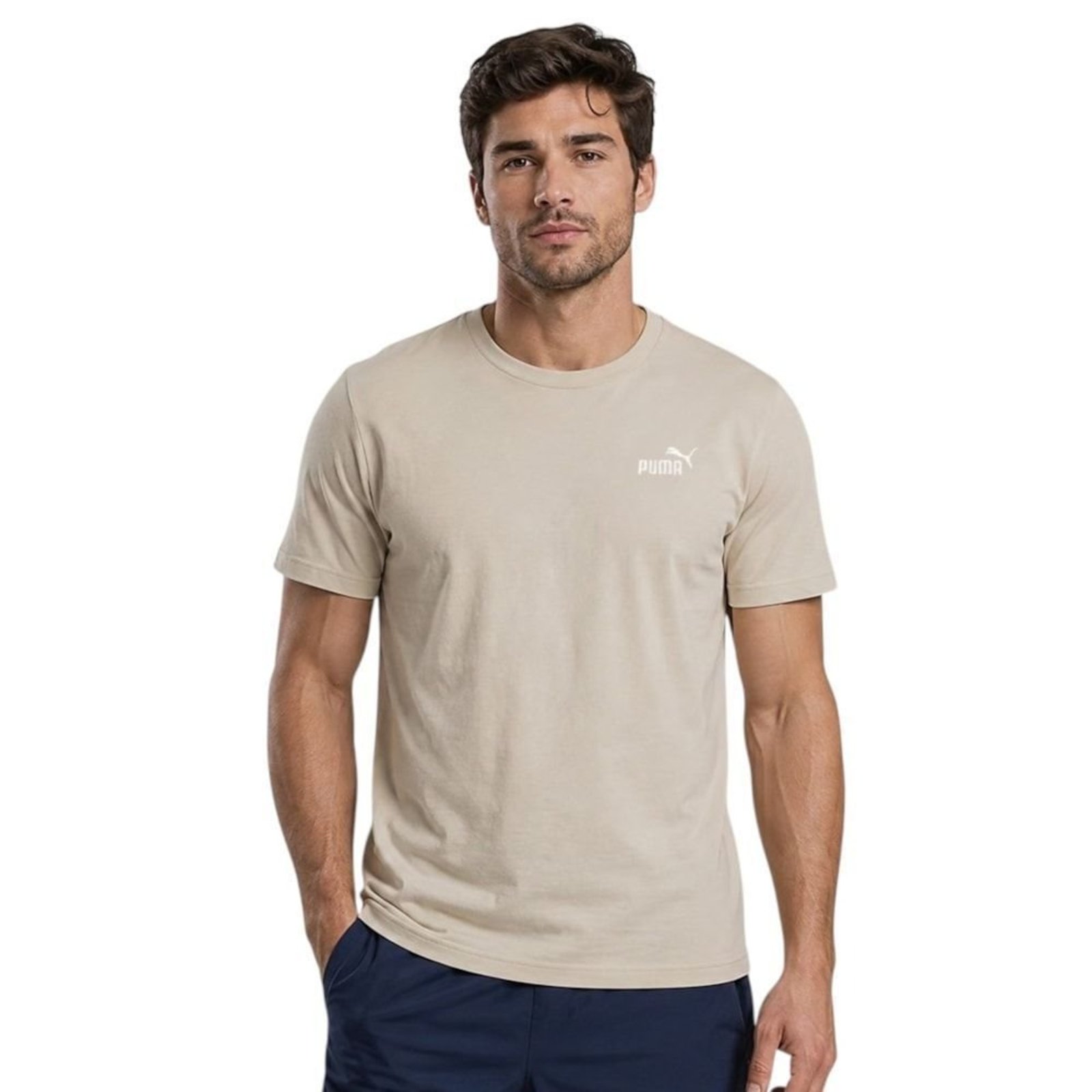 Camiseta Puma Ess Small No. 1 Logo Masculina - Bege - Puma