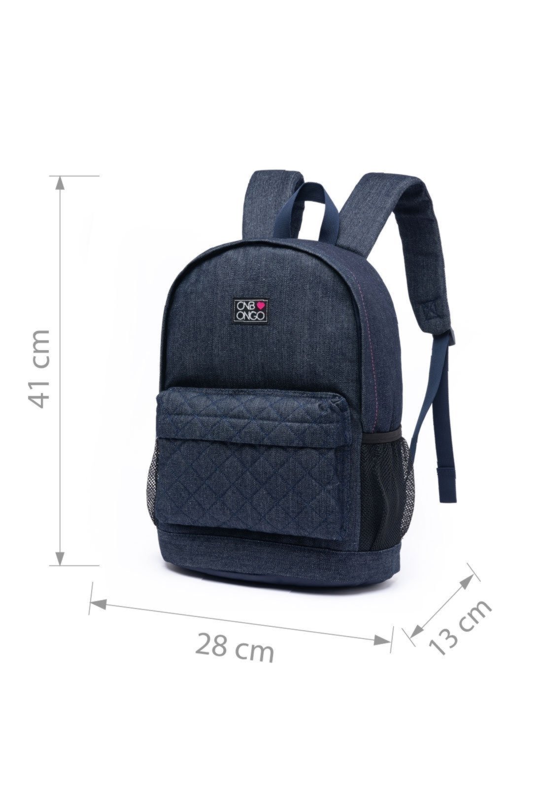 Vista 3 Mochila Feminina Onbongo Grande Bolsa Escolar Faculdade Trabalho azul Onbongo azul
