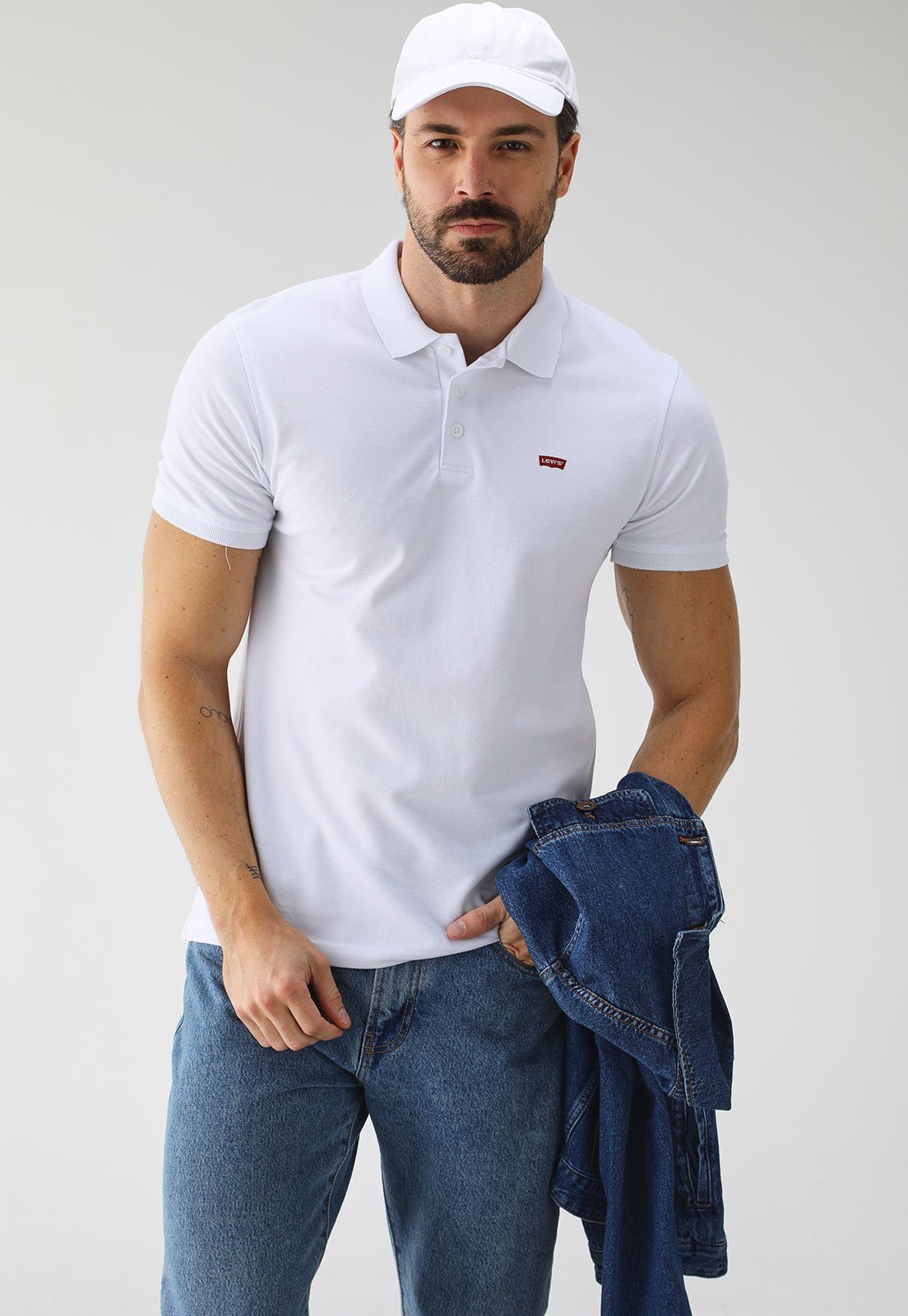 Camisa Polo Levis Slim Logo Branca