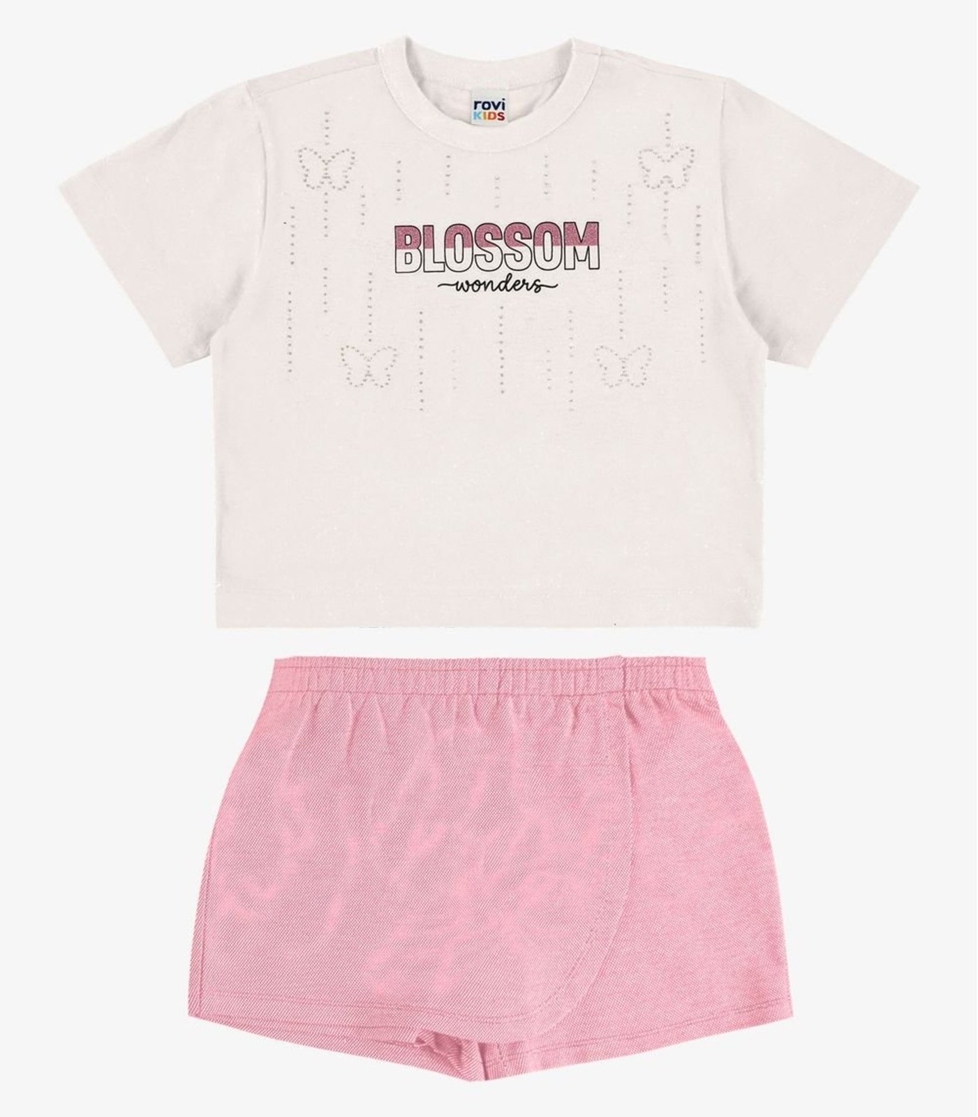 Infantil - Conjunto Blusa Com Shorts Saia Rovi Bege