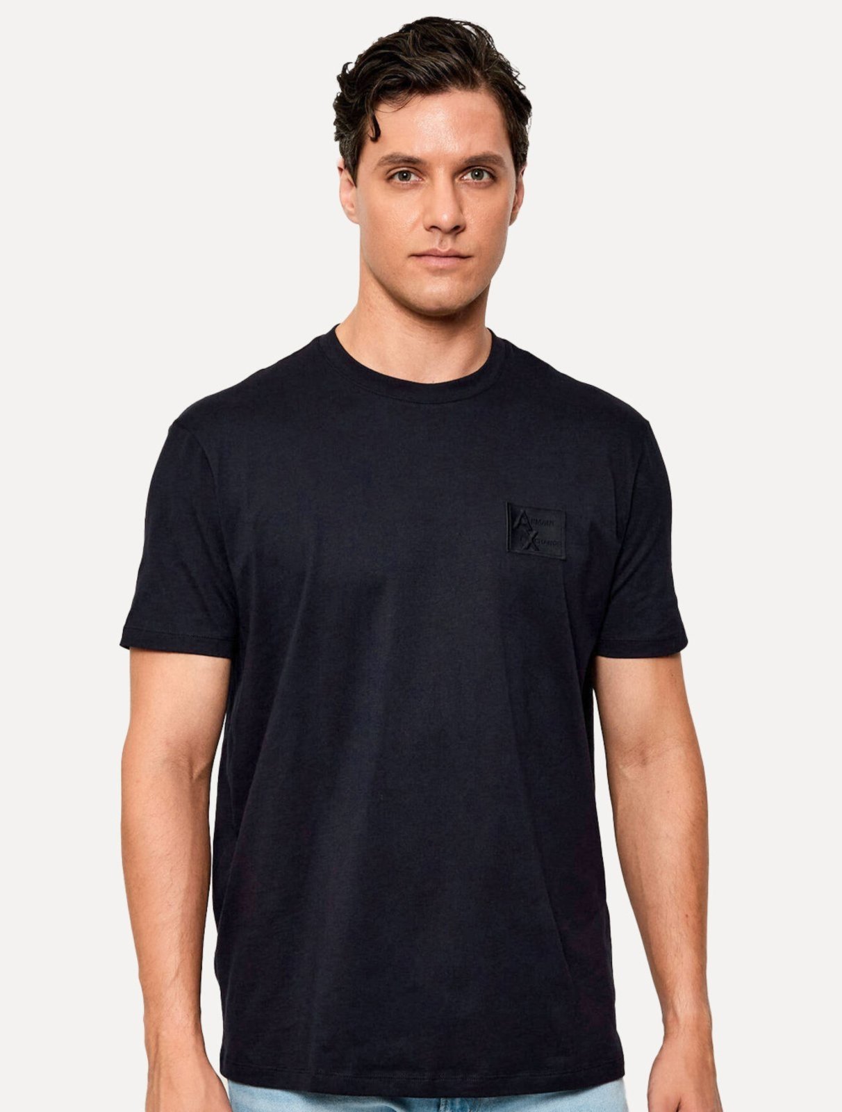 Camiseta Armani Exchange Masculina Regular Rubber AX Logo Azul Marinho