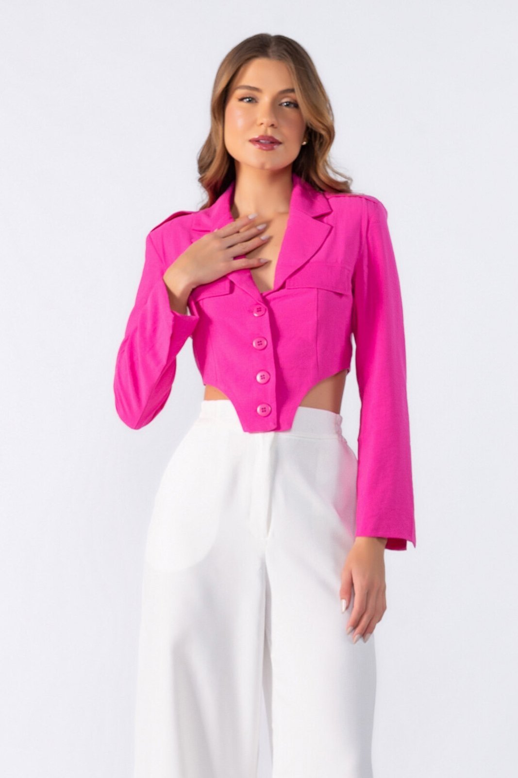 Blazer curto forrado Rosa
