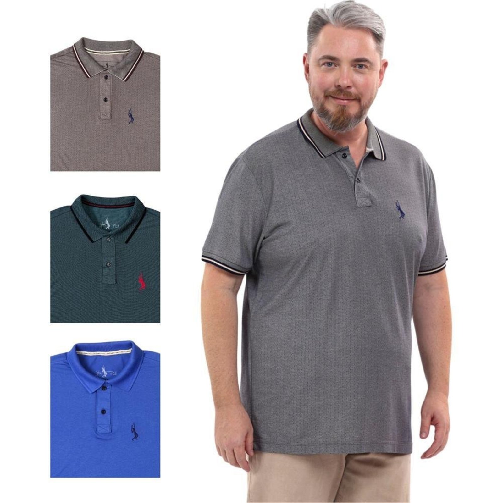 Kit 4 Camisa Polo Plus Masculina Dia a Dia