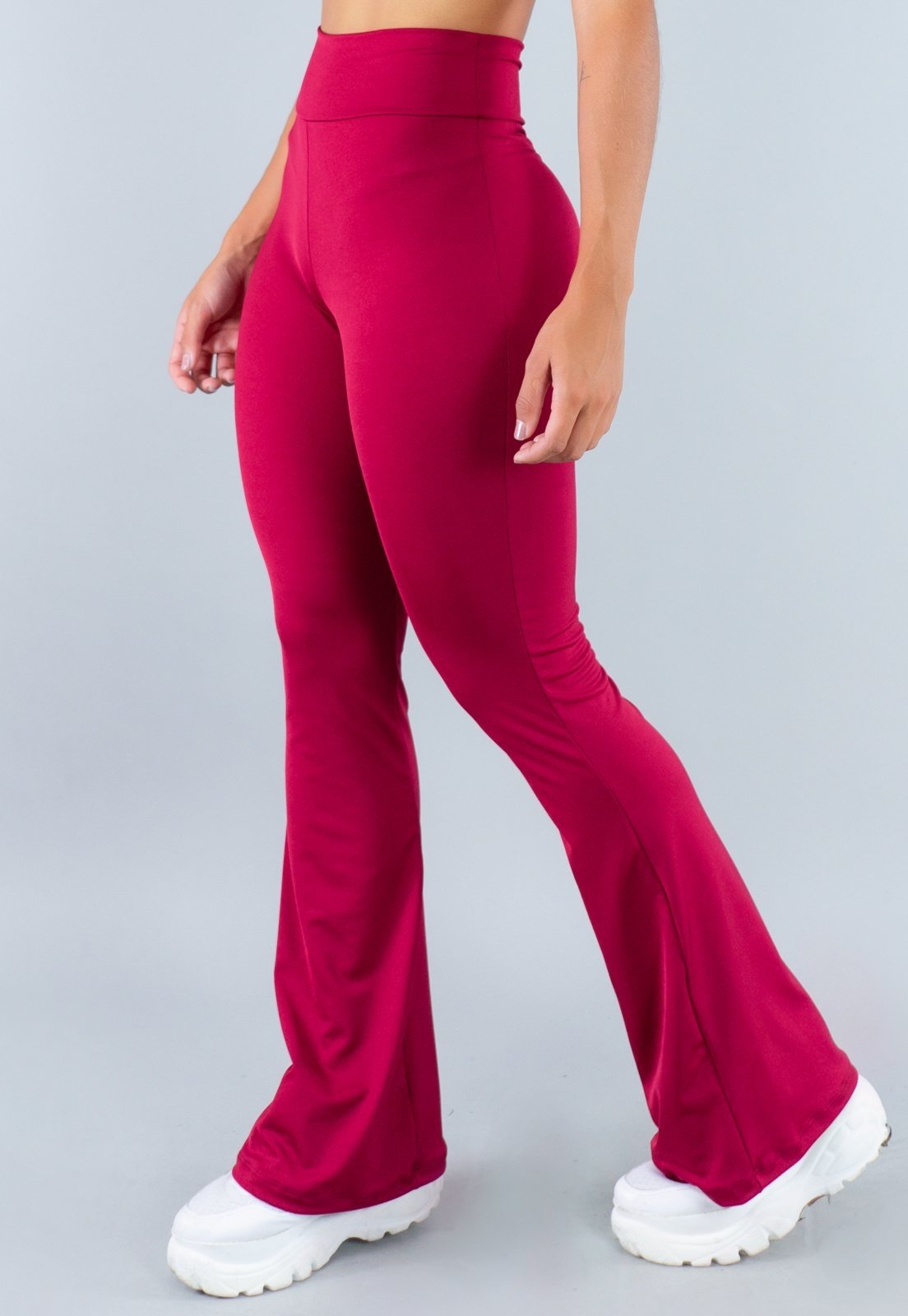 Calça MVB Modas Feminina Flare Pantalona Suplex Vinho