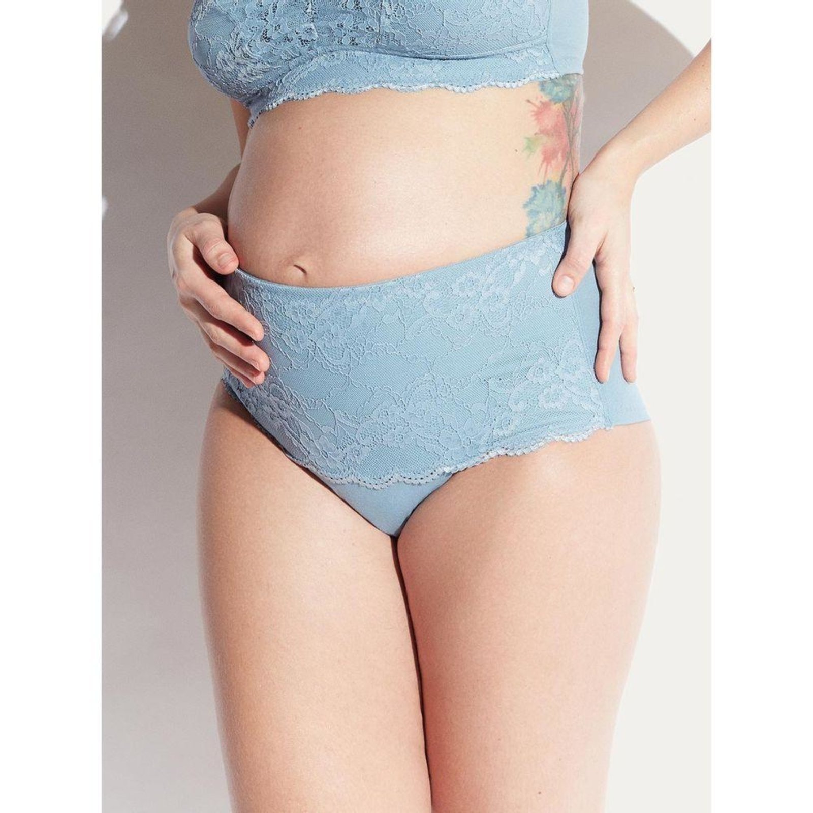 Calcinha Alta Algodão New Maternity Azul
