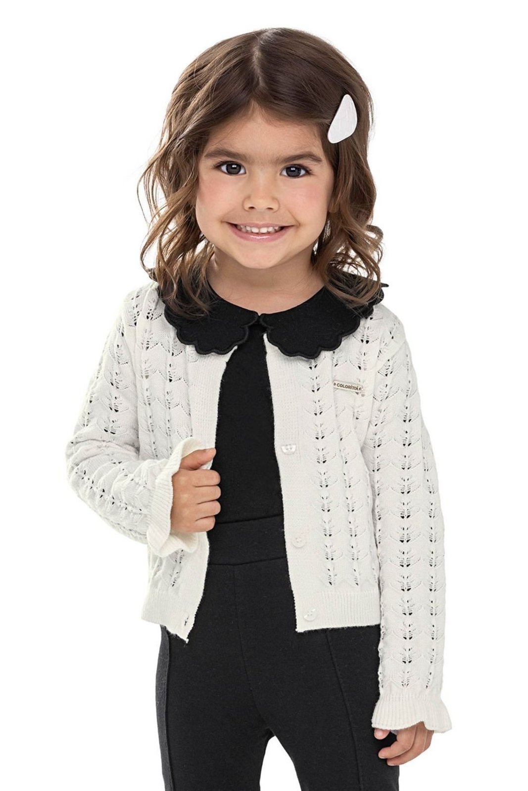Infantil - Cardigan Menina Tricô Delicado Colorittá Bege