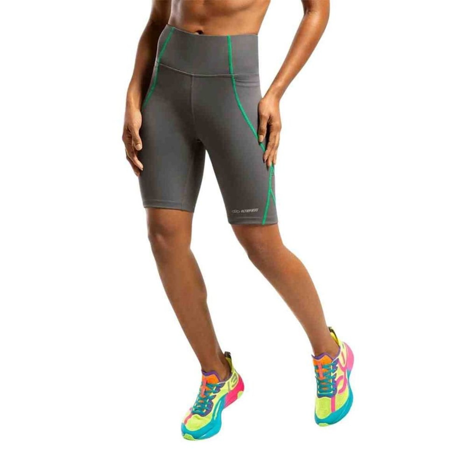 Bermuda Feminina Longa Olympikus 9 Flex Compression Cinza