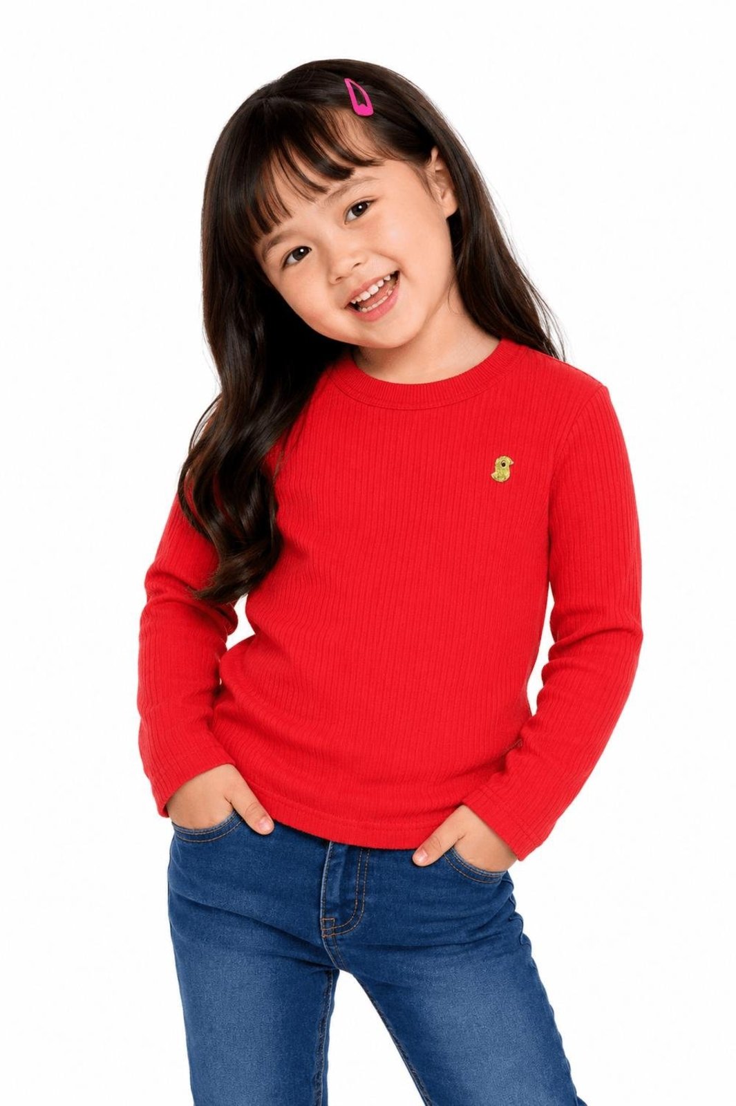 Infantil - Blusa Manga Longa Menina Básico Alphabeto Rosa
