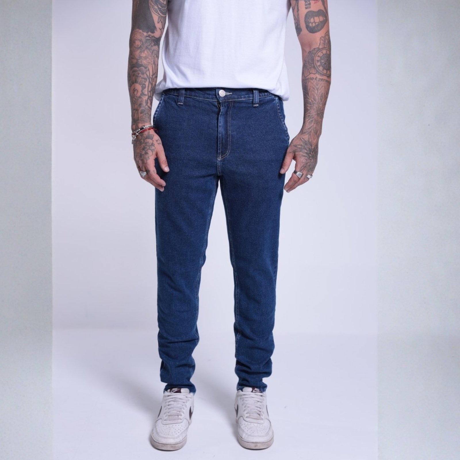 Calça Jeans Slim Com Elastico Masculino Butão