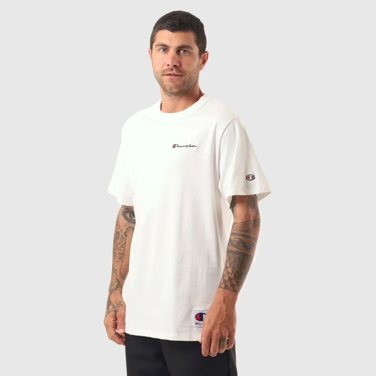 Camiseta Champion Mini Logo Script - OFF WHITE