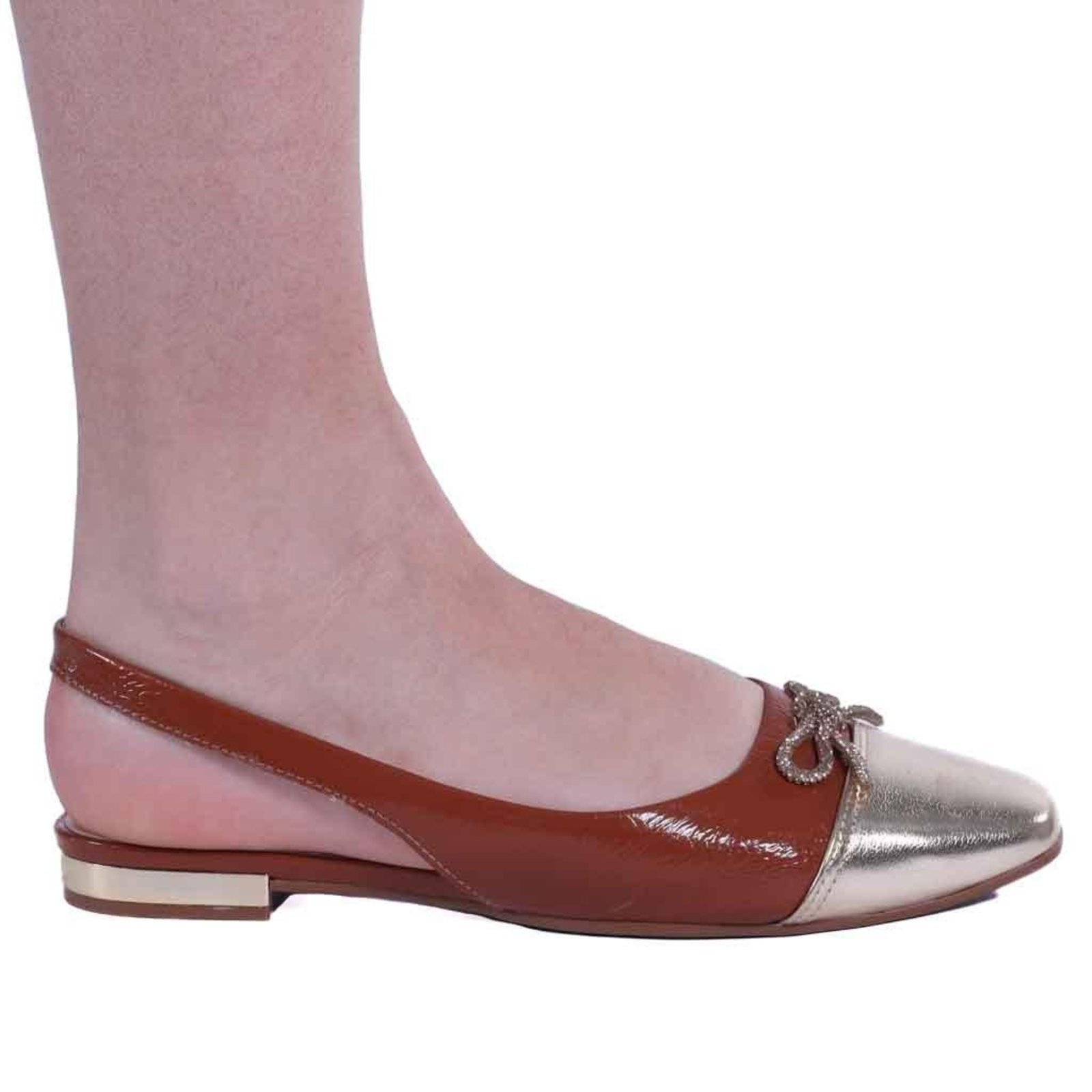 Sapatilha Feminina Zariff Slingback com Laço T1128-334 Caramelo Incolor