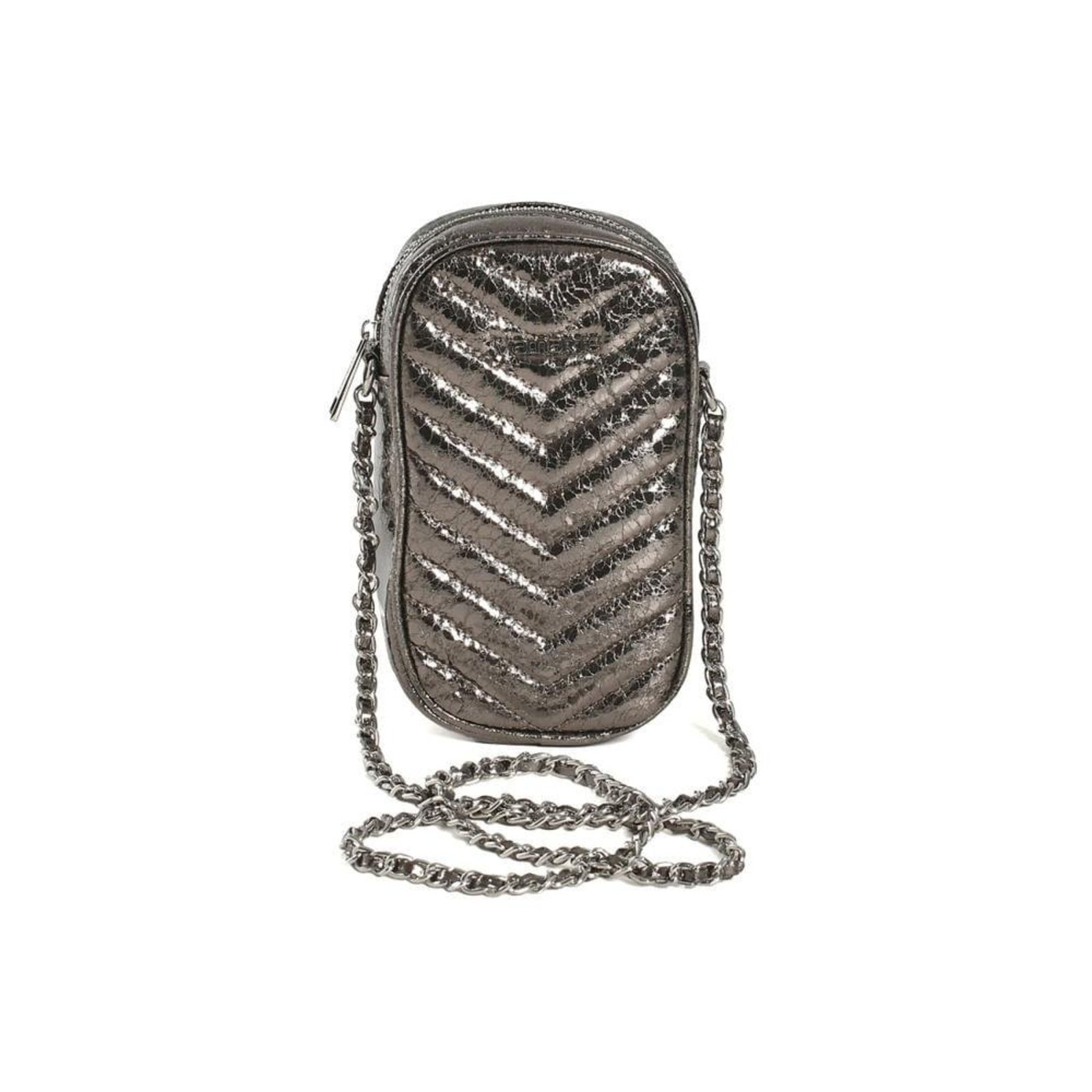 Bolsa Crossbody Via Marte Lines Feminina Cinza