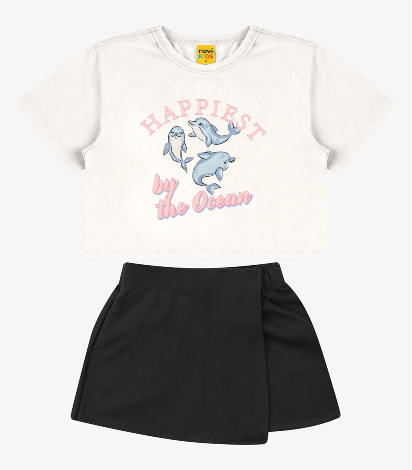 Infantil - Conjunto Blusa com Shorts Menina Rovi Bege