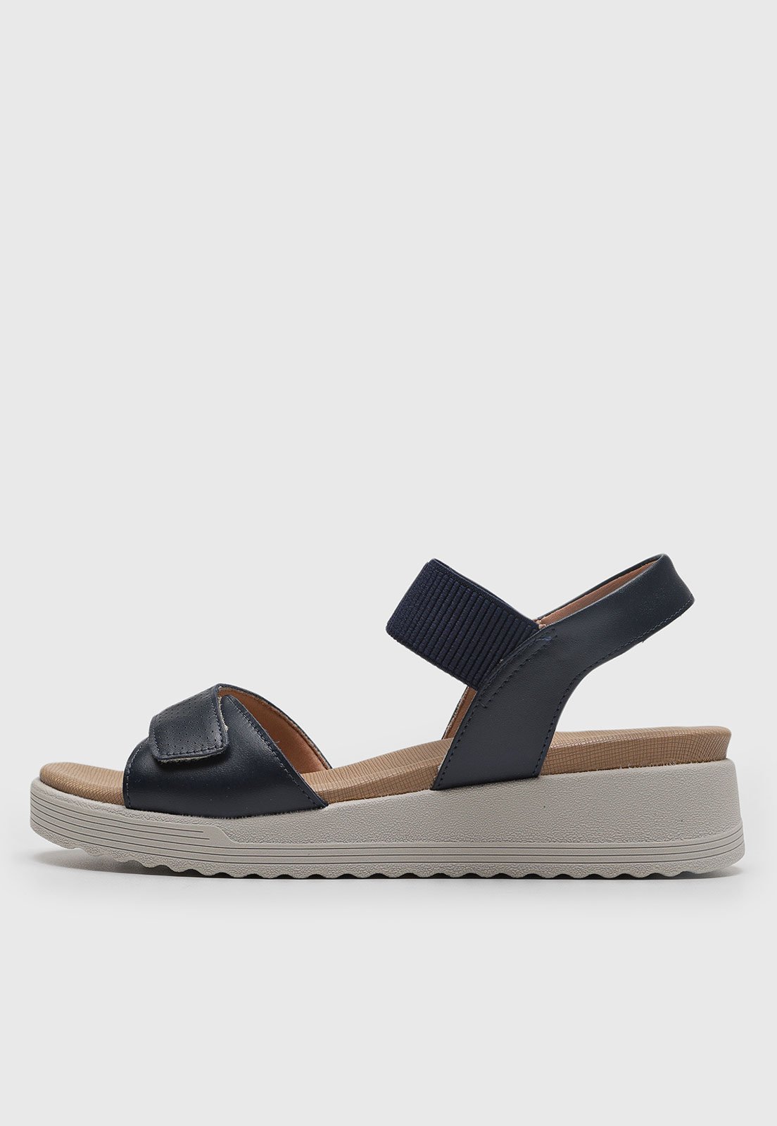Sandália Feminina Usaflex Salto Anabela Baixo Azul Marinho