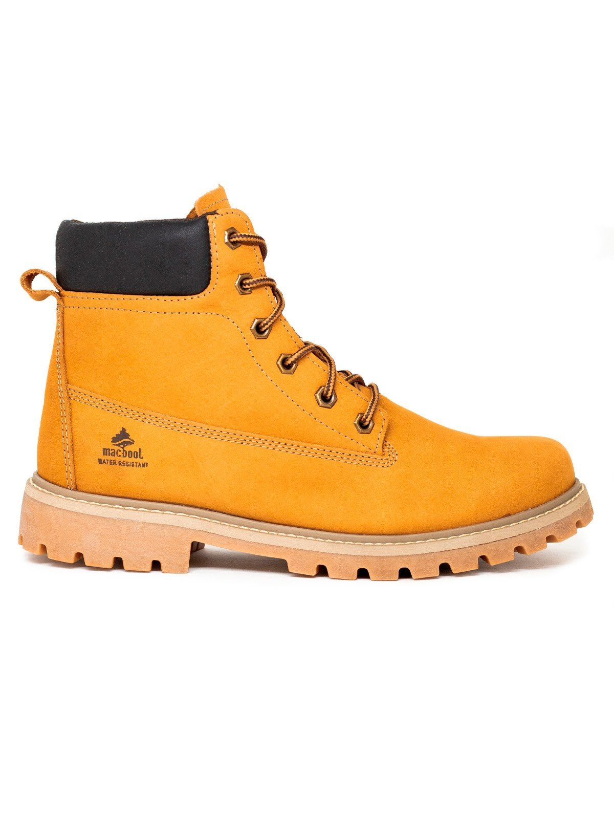 Bota Masculina Militar Macboot Roraima Cano Médio Couro Resistente Confortável Amarelo Mostarda