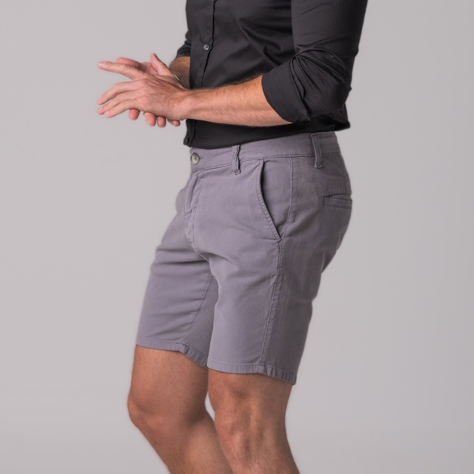 Bermuda Masculina Sarja Chino Slim Sarja Zune CINZA