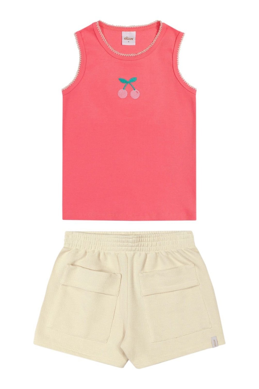 Infantil - Conjunto Menina Bordado Cereja Elian Rosa