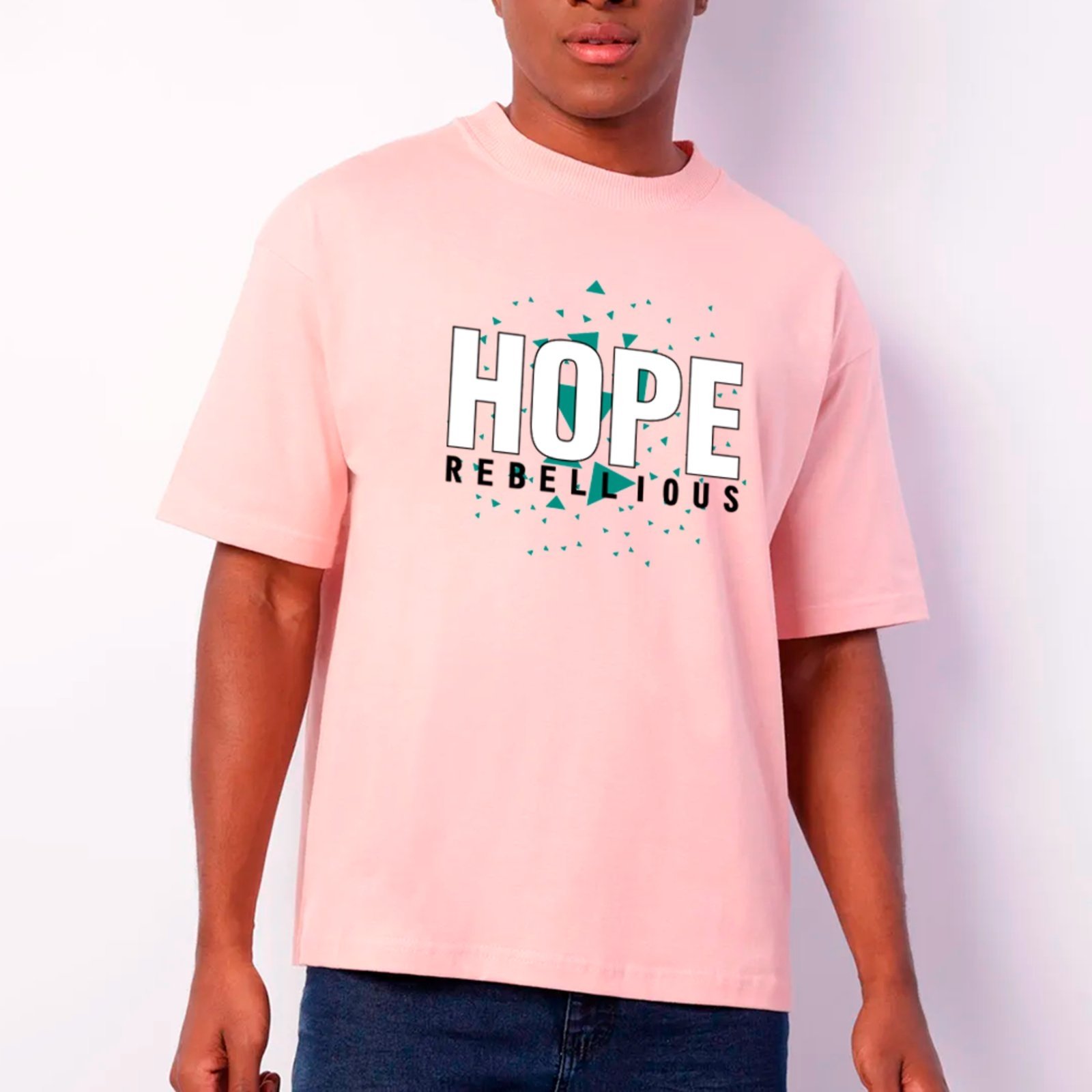 Camiseta Ousy Unissex Hope Rebellious Visual Exclusivo Básica Rosa