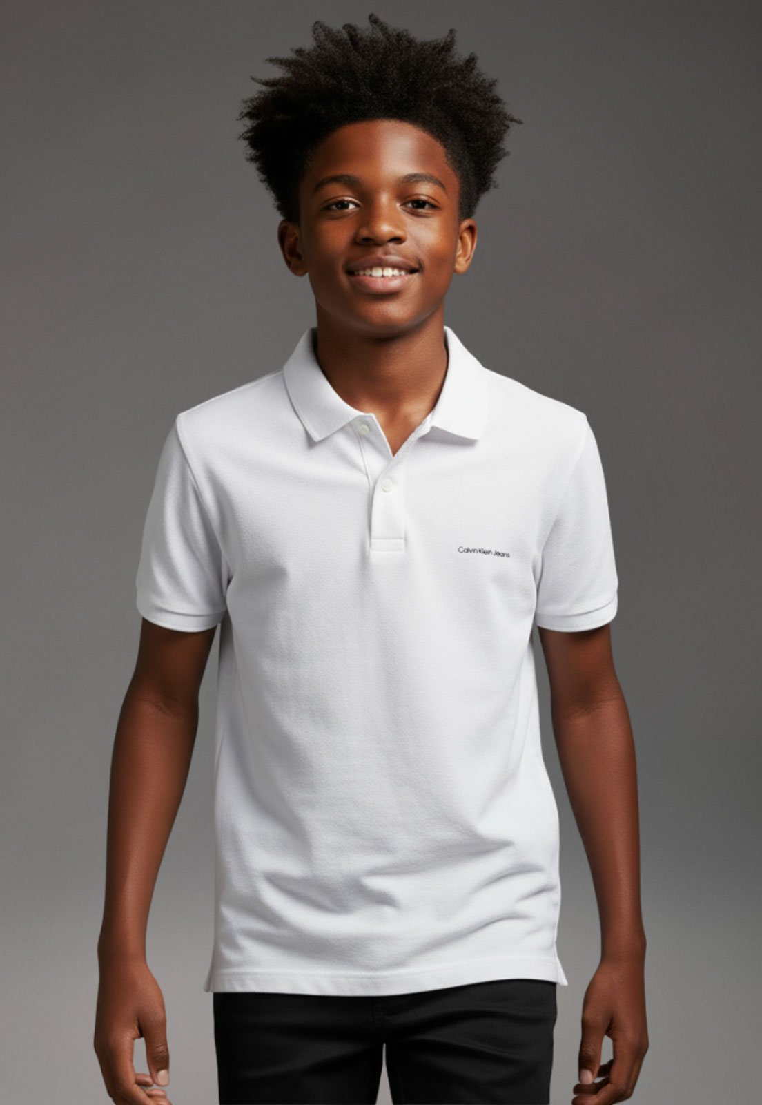 Infantil - Camisa Polo Calvin Klein Tradicional Branca