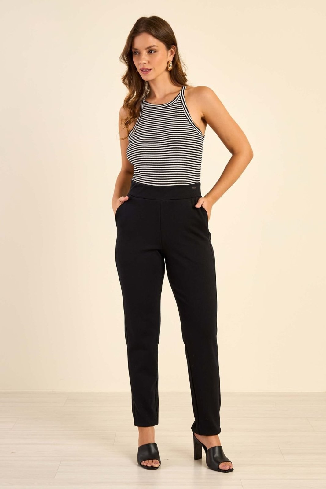 Calça Feminina Moletom Marialícia Preto